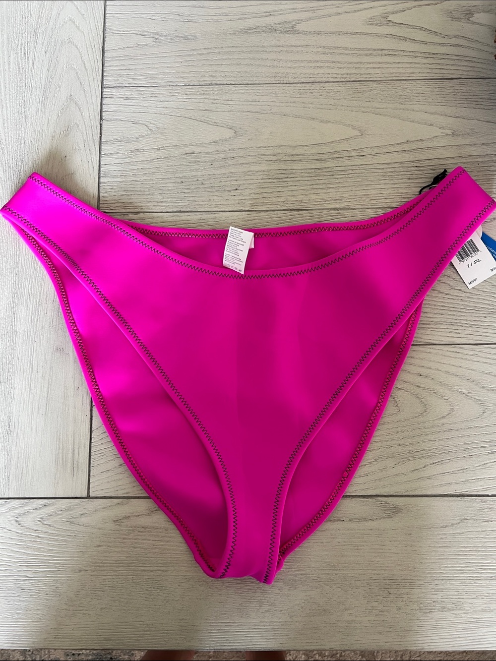 Good American Neon Pink High Cut Bikini Bottom 4x